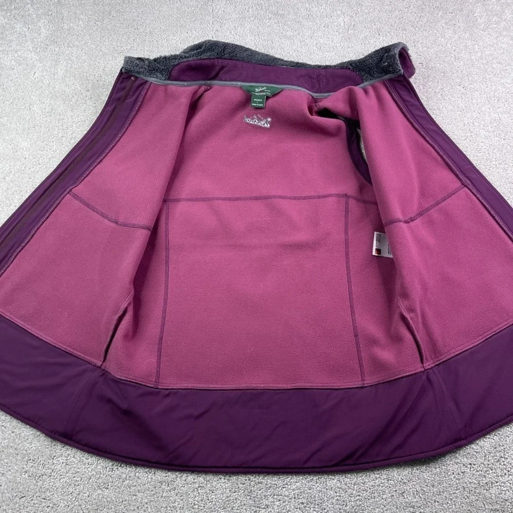 Woolrich Vest Womens‎ Large Purple Summit Soft Shell Full Zip Faux Fur Collar